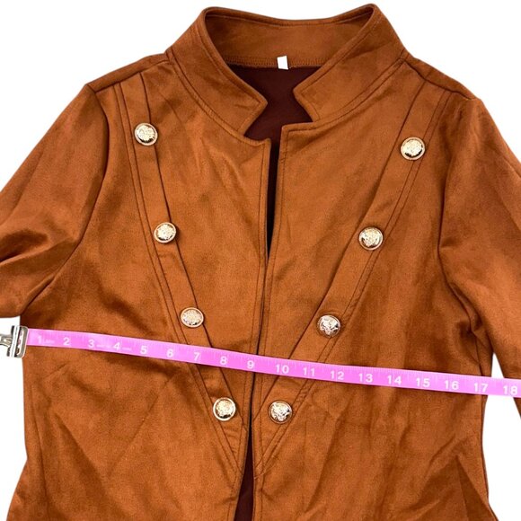 Military Style Faux Suede Jacket - Picture 8 of 9